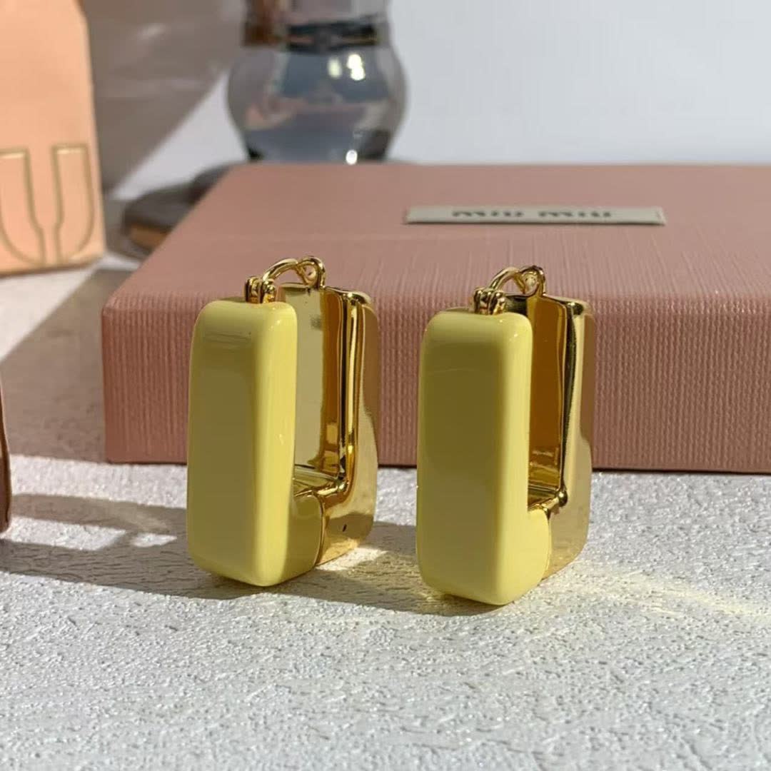Miu Miu Yellow Rectangle Earrings